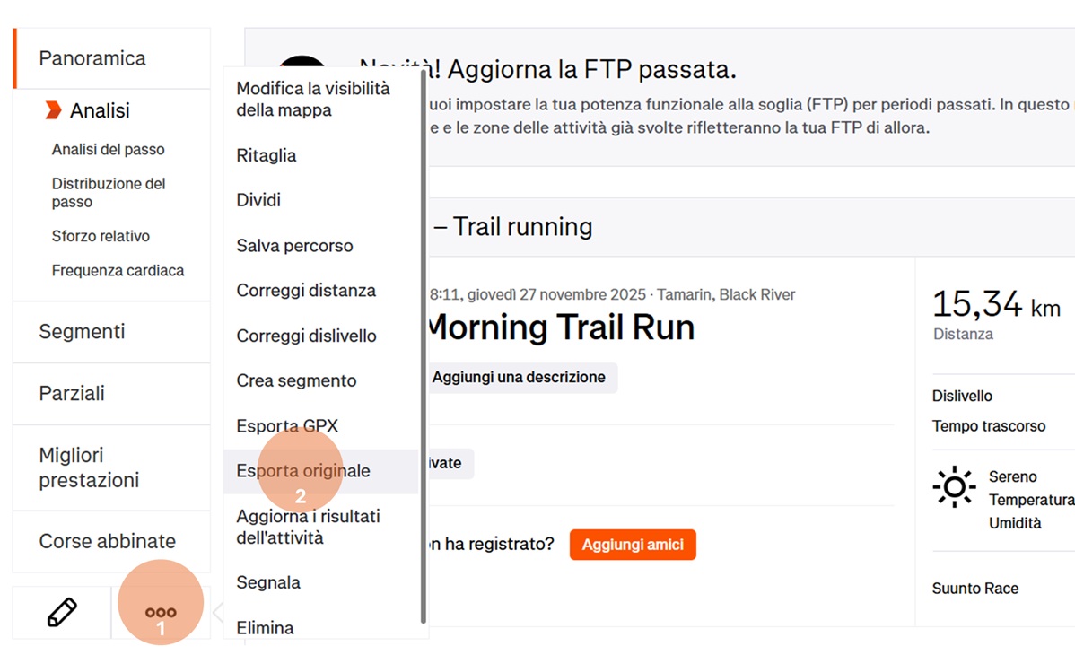 Importazione Strava 1