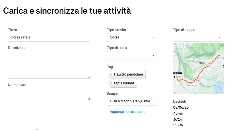 Importazione Strava 2